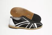 View Item Delicious Junction Union Flag Ladies Mod Retro Dancing Bowling Shoe 2 Tone Black